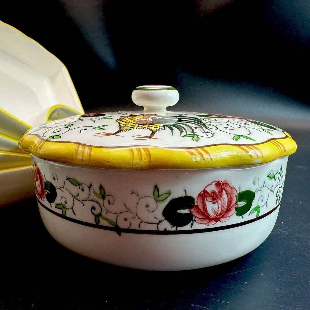 Early Provincial Japan Rooster Covered Center Bowl Lazy Susan Replacement Dish